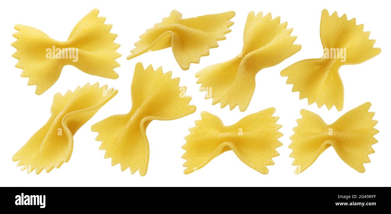 Raw farfalle pasta isolated on white background Stock Photo