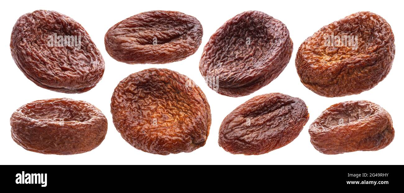 Sun dried apricots isolated on white background Stock Photo