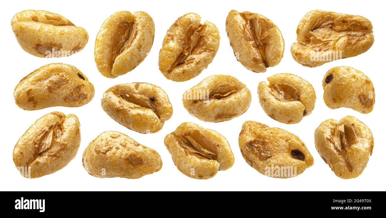 Puffed wheat cereal isolated on white background Stock Photo