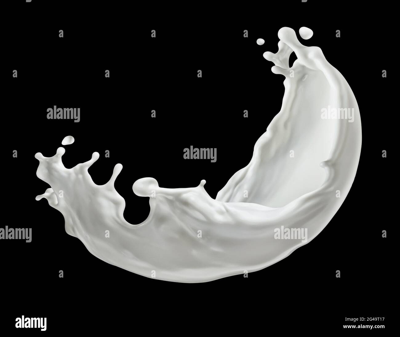 Milk splash isolated on black background Stock Photo