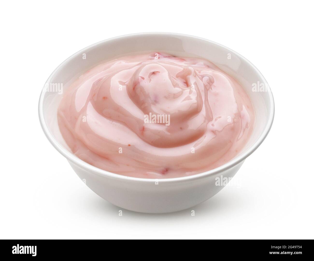 Strawberry yogurt isolated on white background Stock Photo
