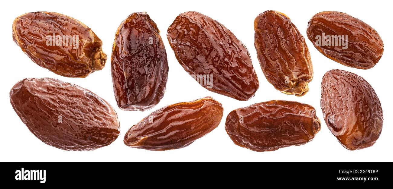 Dried dates isolated on white background with clipping path Stock Photo