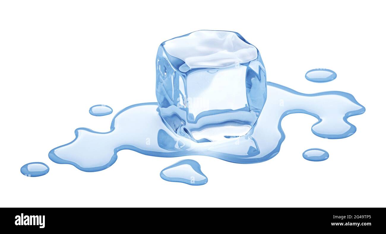 Melting ice cube isolated on white background Stock Photo - Alamy