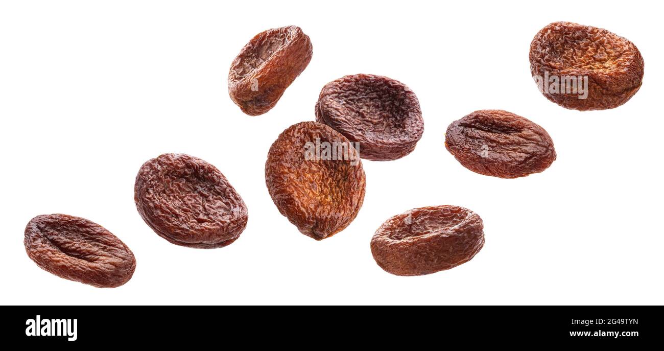 Sun dried apricots isolated on white background Stock Photo