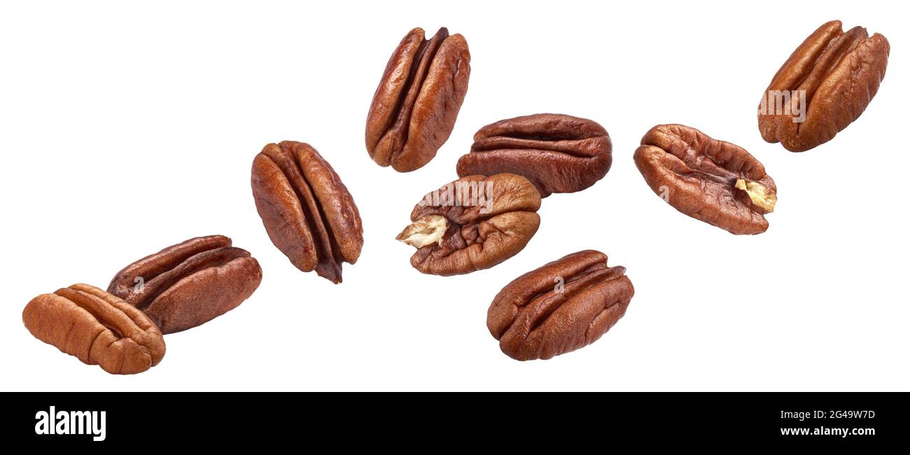 Pecan nuts isolated on white background with clipping path Stock Photo