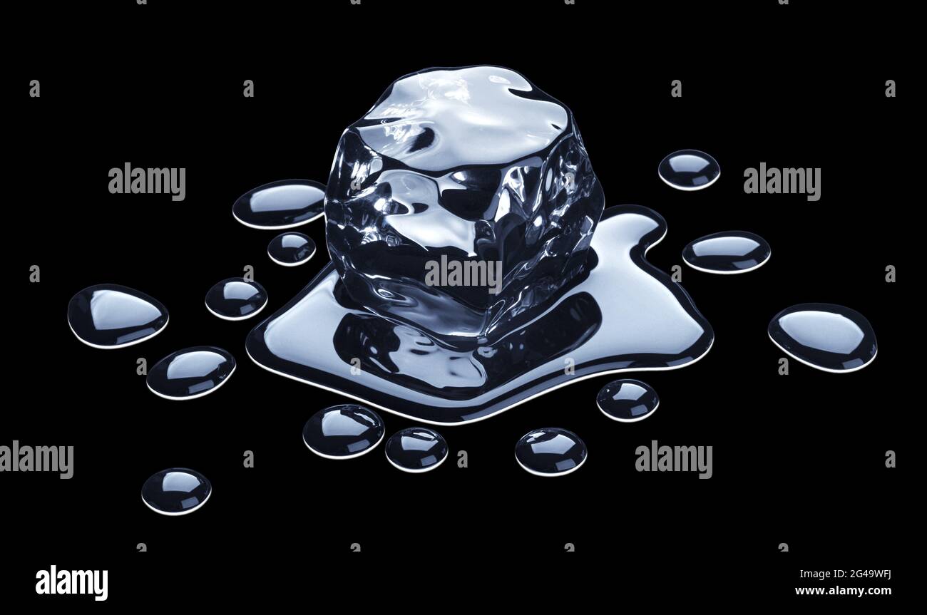 Melting ice cube on black background Stock Photo - Alamy