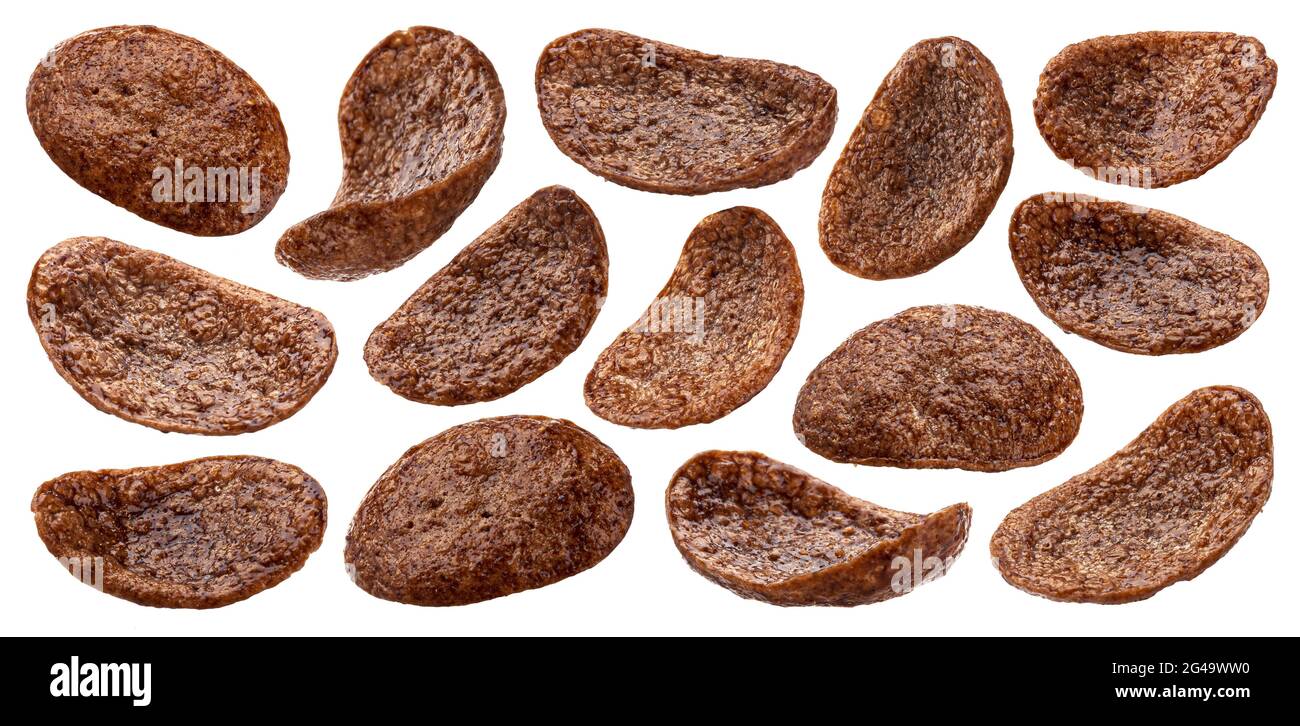 Chocolate corn flakes isolated on white background Stock Photo