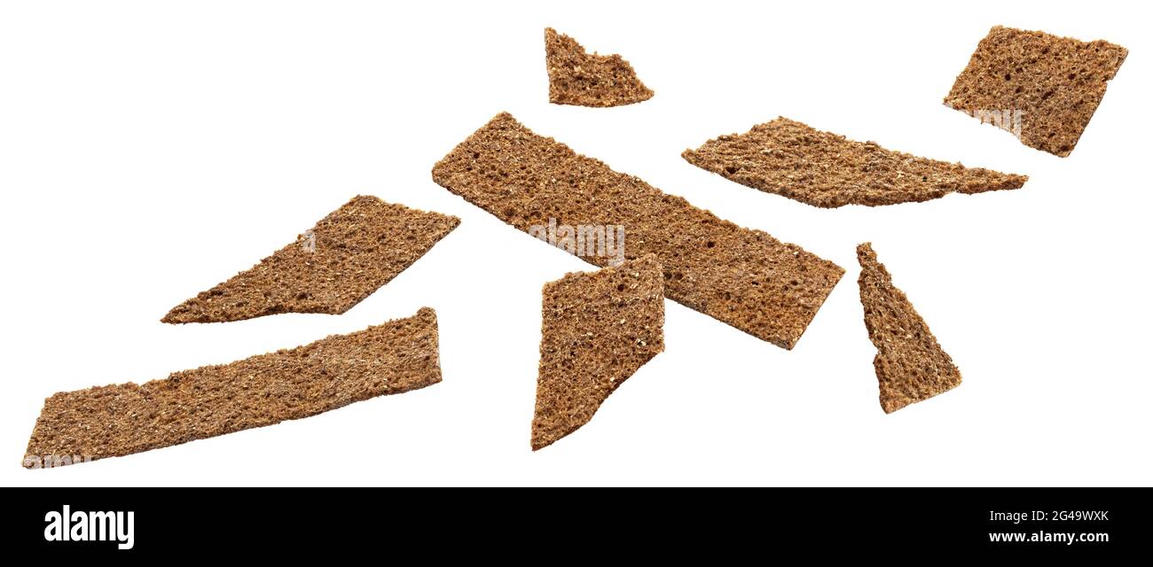 Thin rye crisp bread isolated on white background Stock Photo