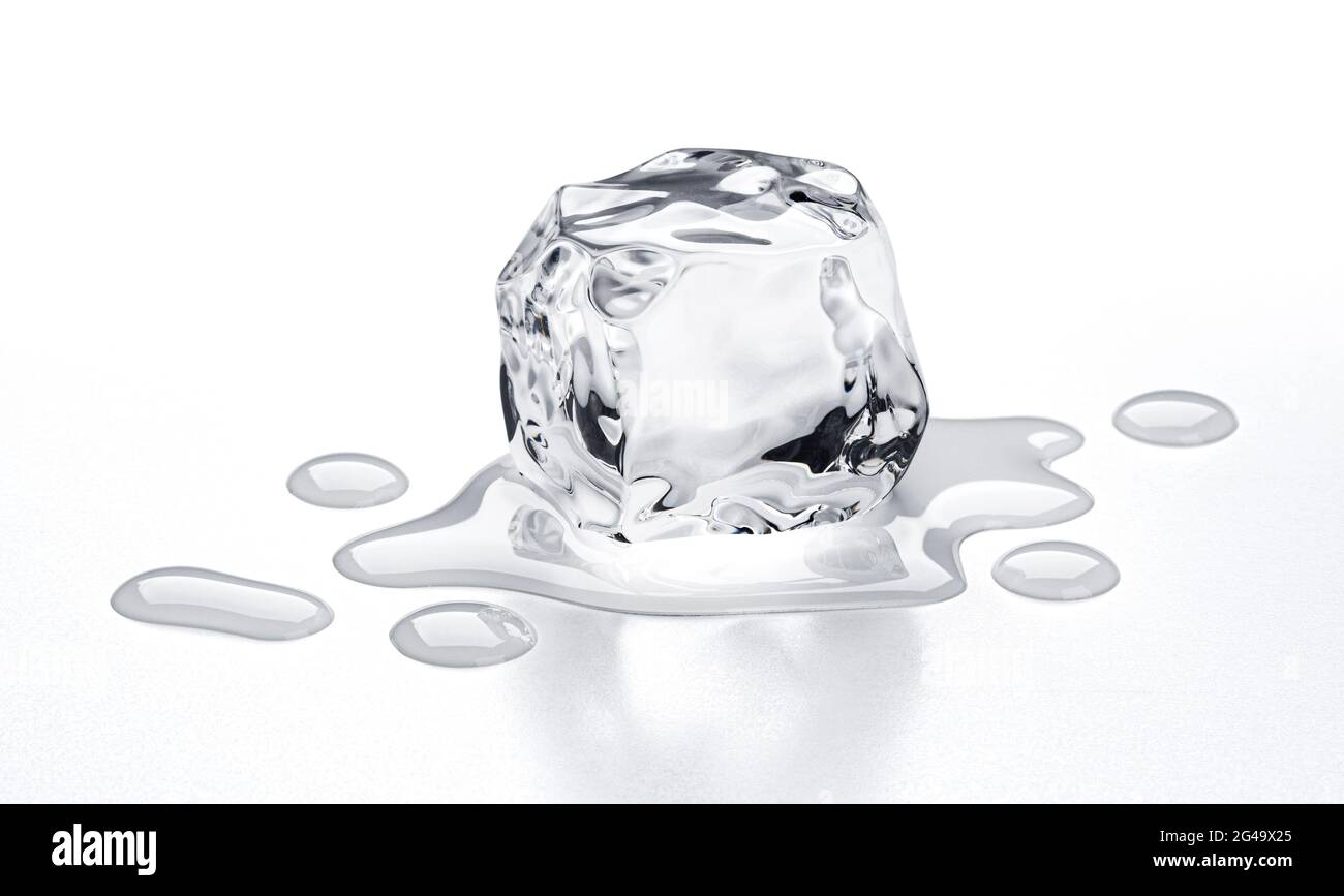 Melting ice cube isolated on white background Stock Photo - Alamy