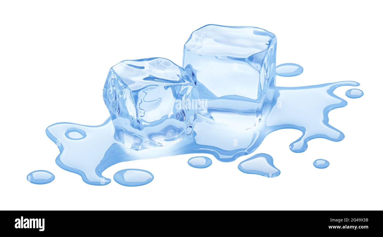 Melting ice cubes isolated on white background Stock Photo - Alamy