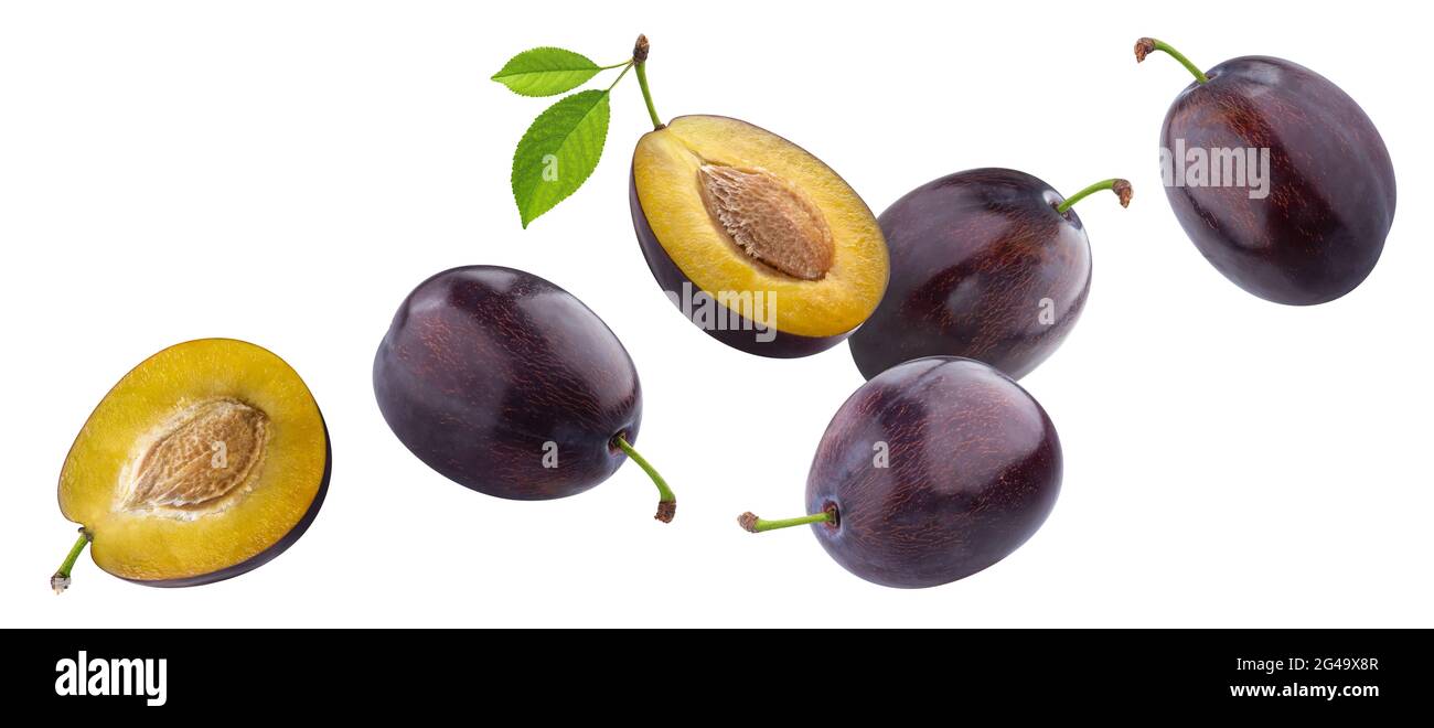 Plums isolated on white background with clipping path Stock Photo