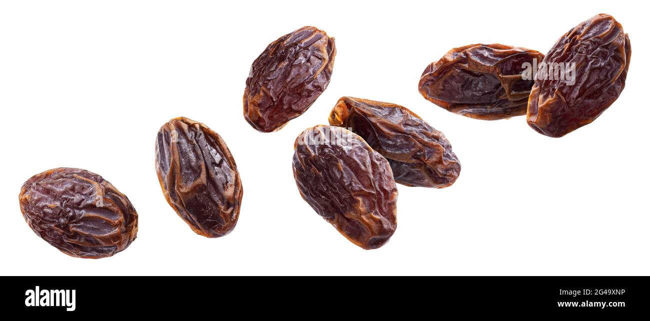 Dried jumbo dates isolated on white background with clipping path Stock Photo