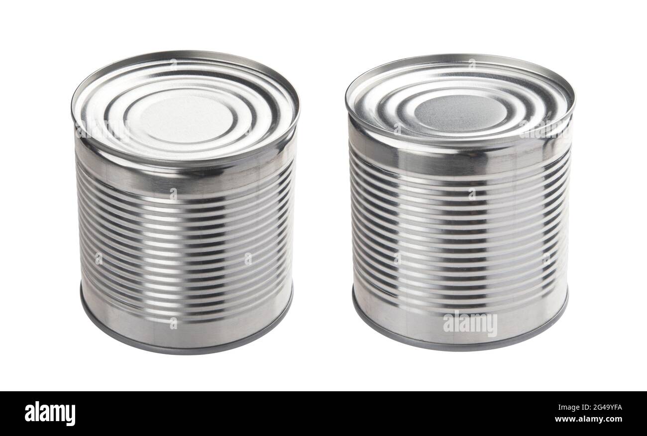 Aluminum tin cans isolated on white background Stock Photo