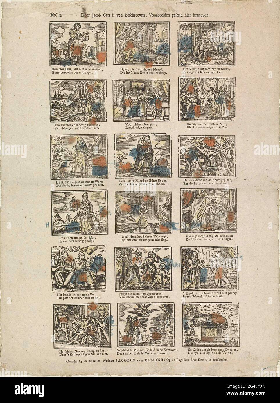 A lot has been described by Jacob Cats, examples of this. Sheet with 18 ...