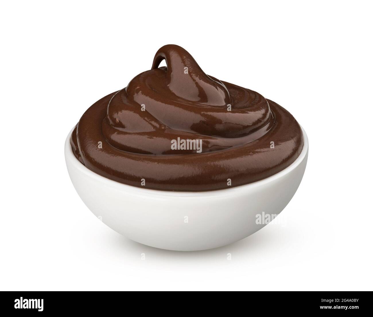 Bowl of chocolate cream isolated on white background Stock Photo