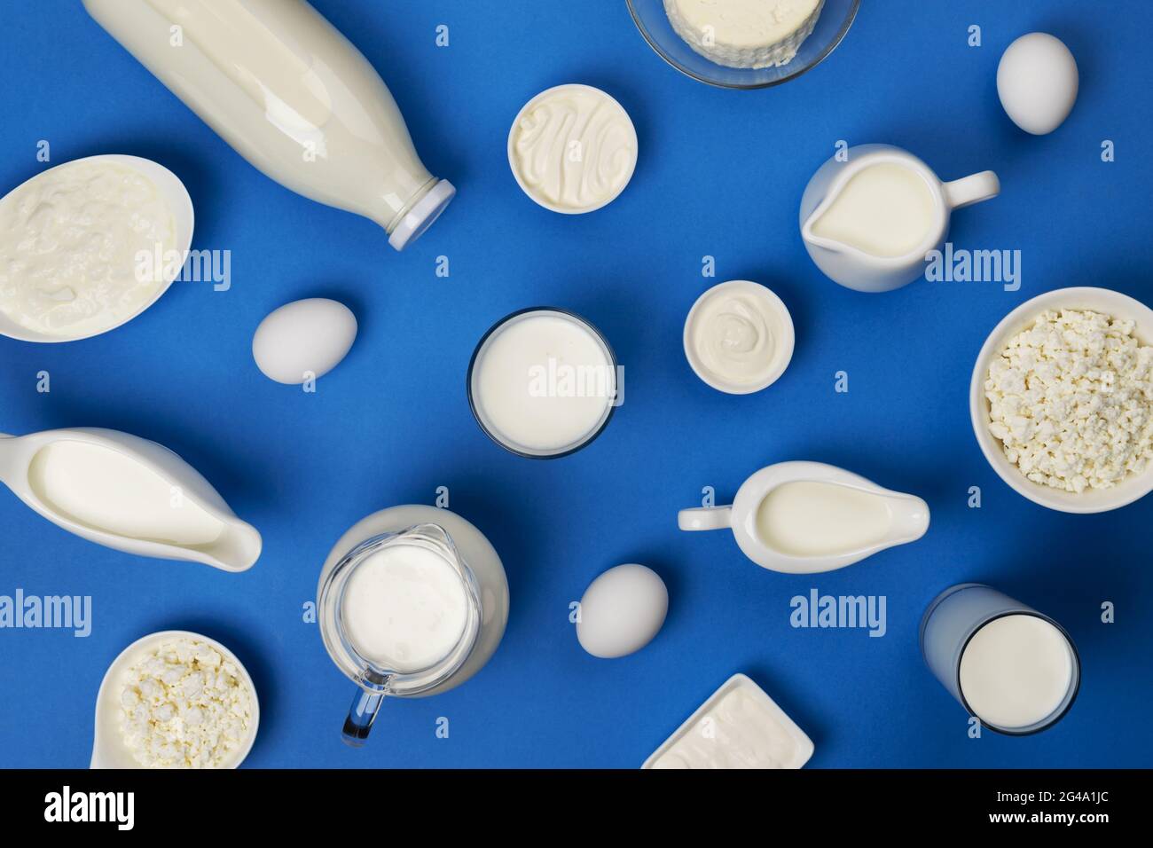 Milk, cottage cheese, sour cream Stock Photo Alamy