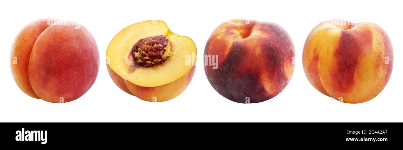 Peach collection isolated on white background with clipping path Stock Photo