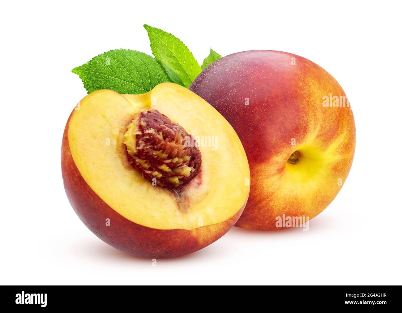 Peach isolated on white background with clipping path Stock Photo