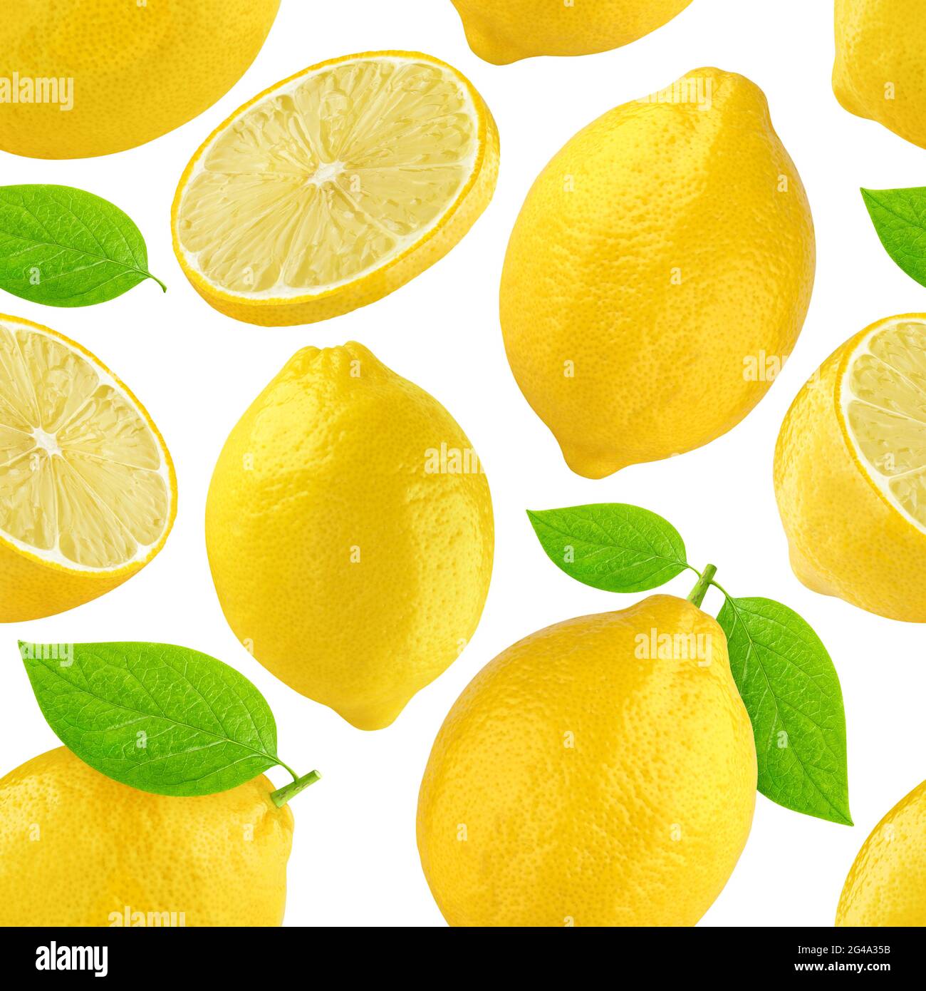 Seamless pattern with lemons. Lemon isolated on white background. Stock Photo
