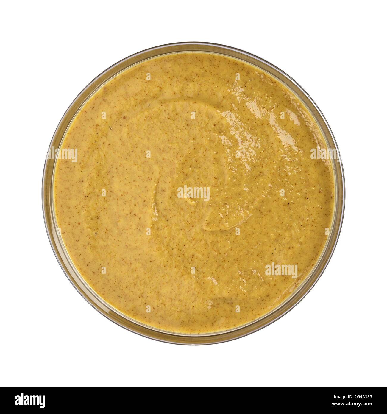 Mustard in glass bowl. Top view Stock Photo Alamy
