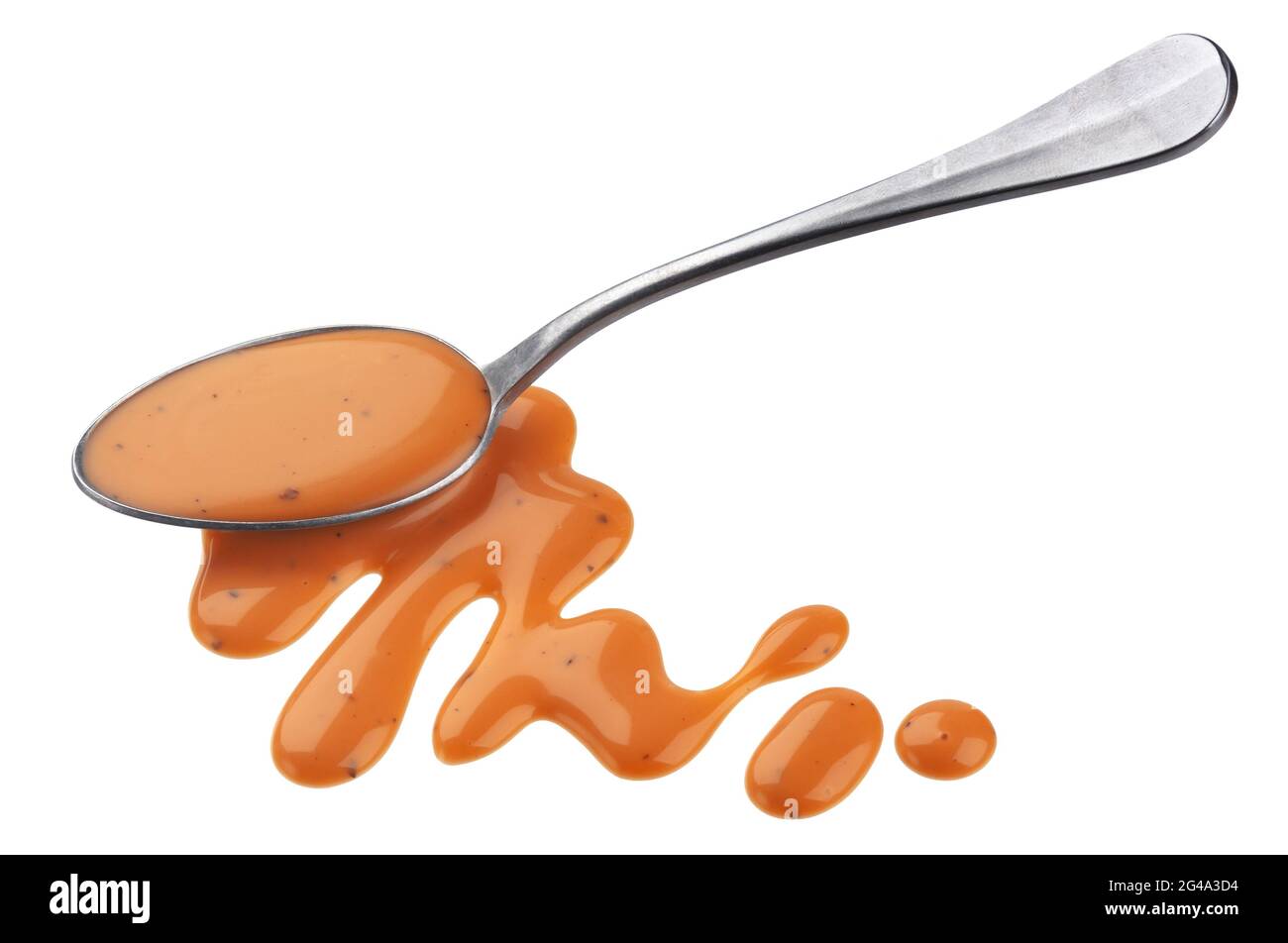 Cocktail sauce with spoon isolated on white background Stock Photo