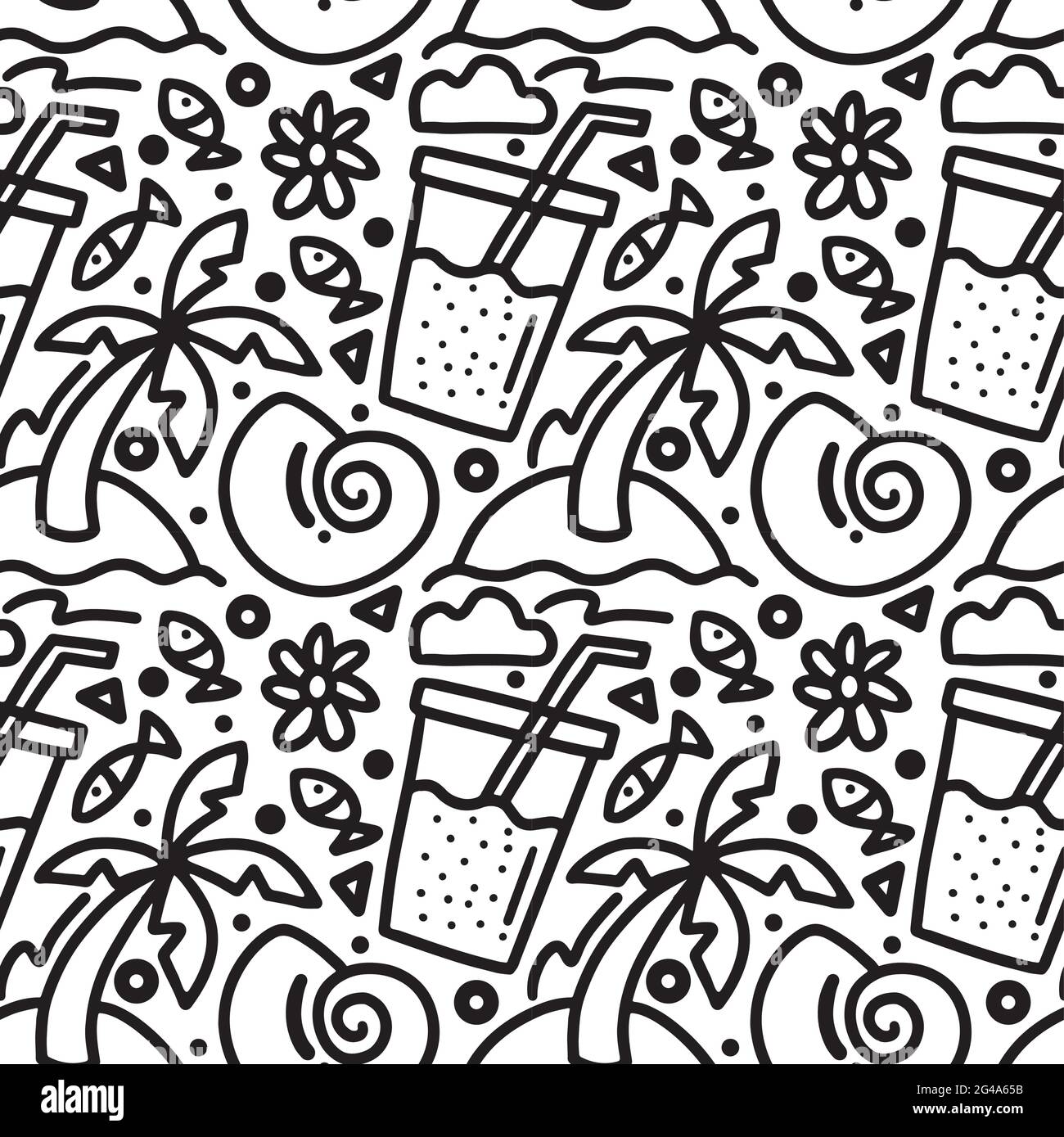 doodle set of summer holiday on the beach Stock Vector Image & Art - Alamy