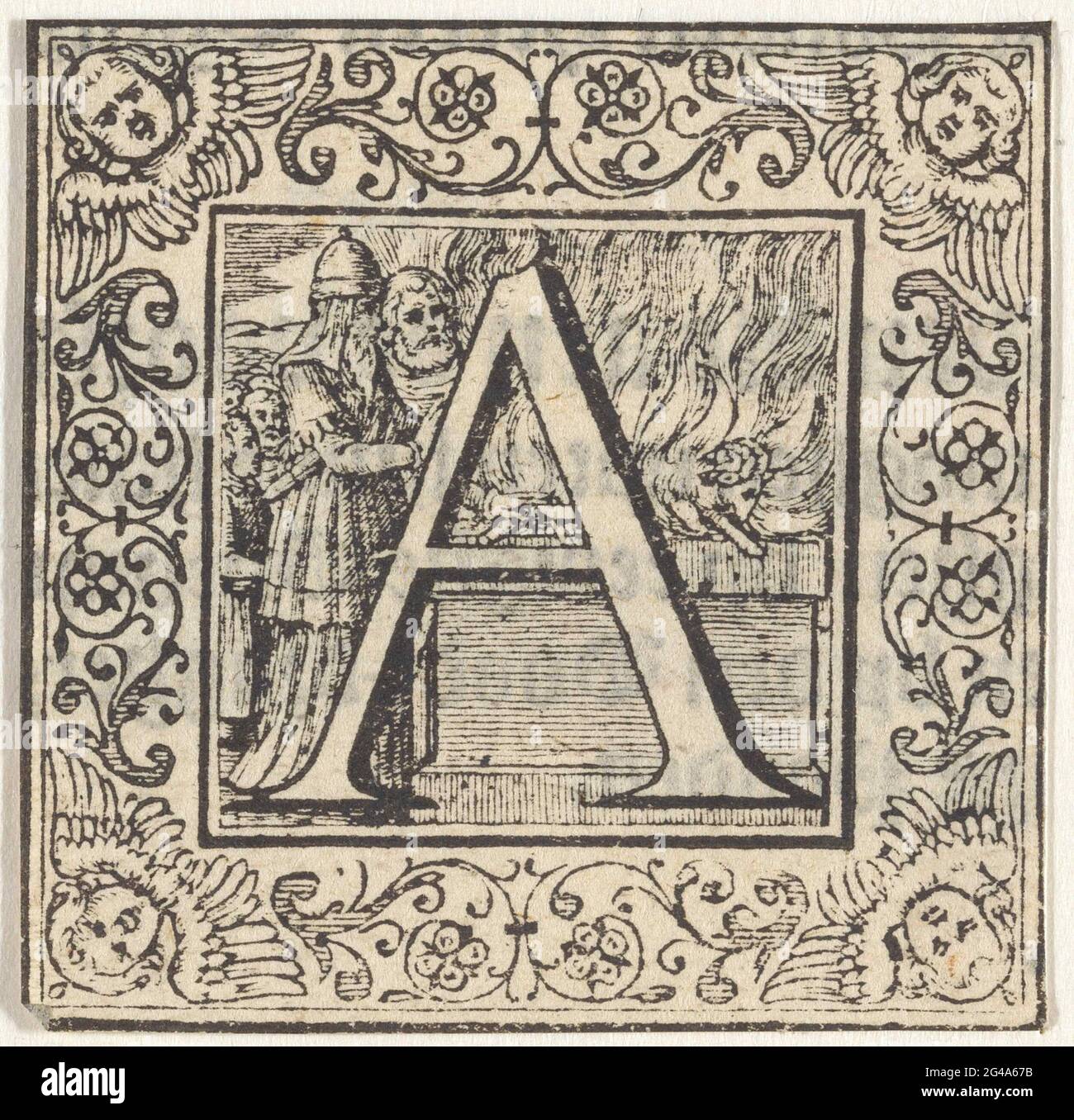 Letter A in a picture frame with a representation of Abraham that ...