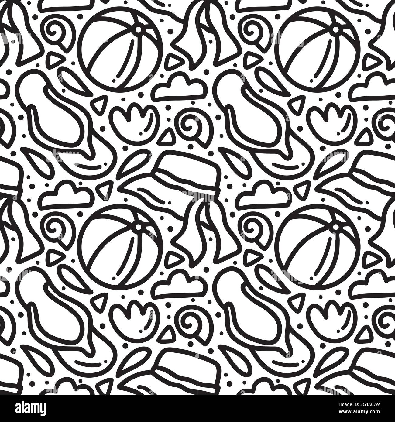 Hand drawn doodle set playing summer on the beach Stock Vector Image ...