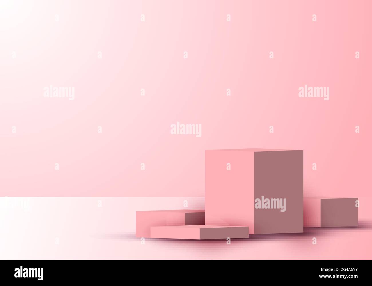 3D realistic cube shape podium or platform product display showcase pink background with lighting. You can use design for product presentation, mockup Stock Vector