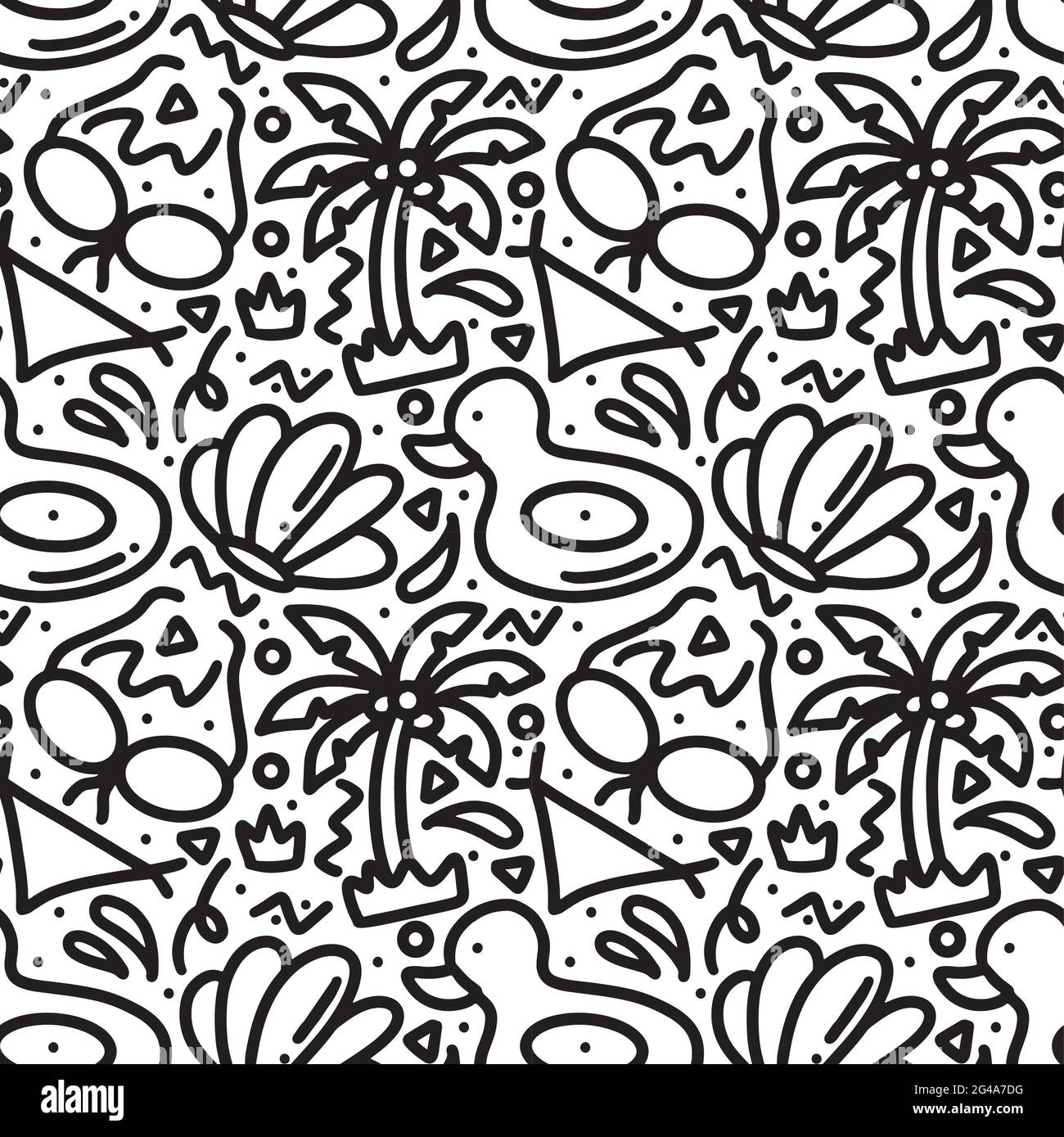Hand drawn doodle set playing summer on the beach Stock Vector Image ...