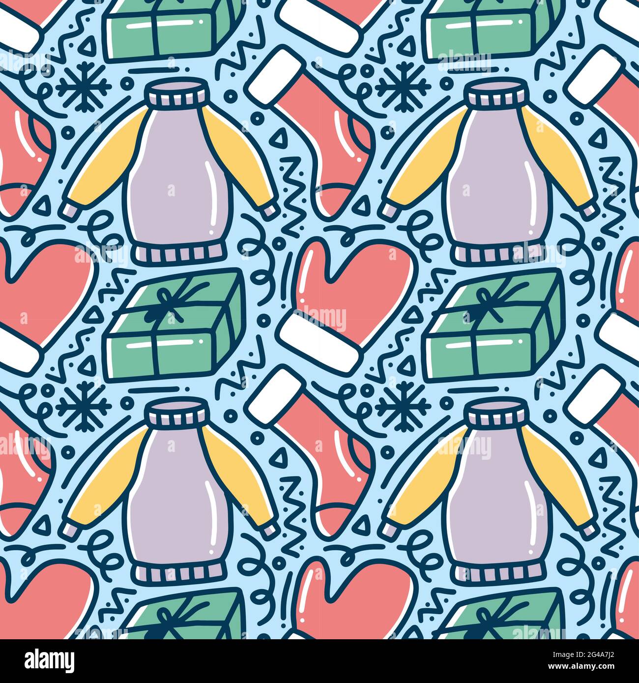 hand drawn winter clothes collection doodle Stock Vector Image & Art ...