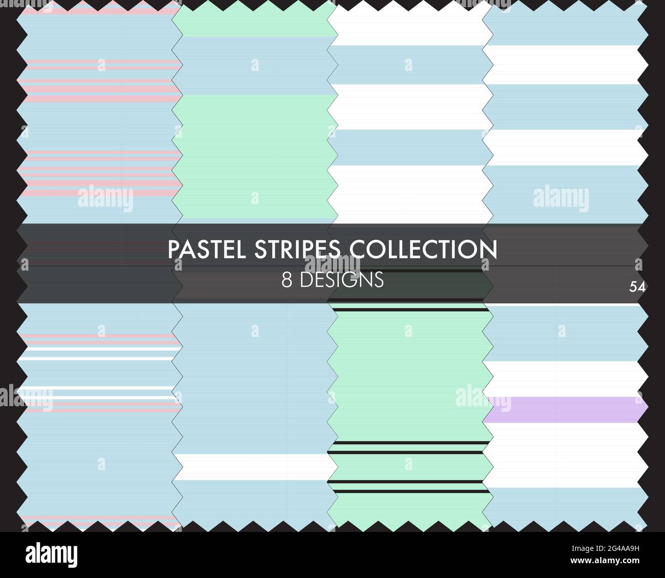 Striped seamless pattern collection includes 8 designs for fashion textiles, graphics Stock Vector