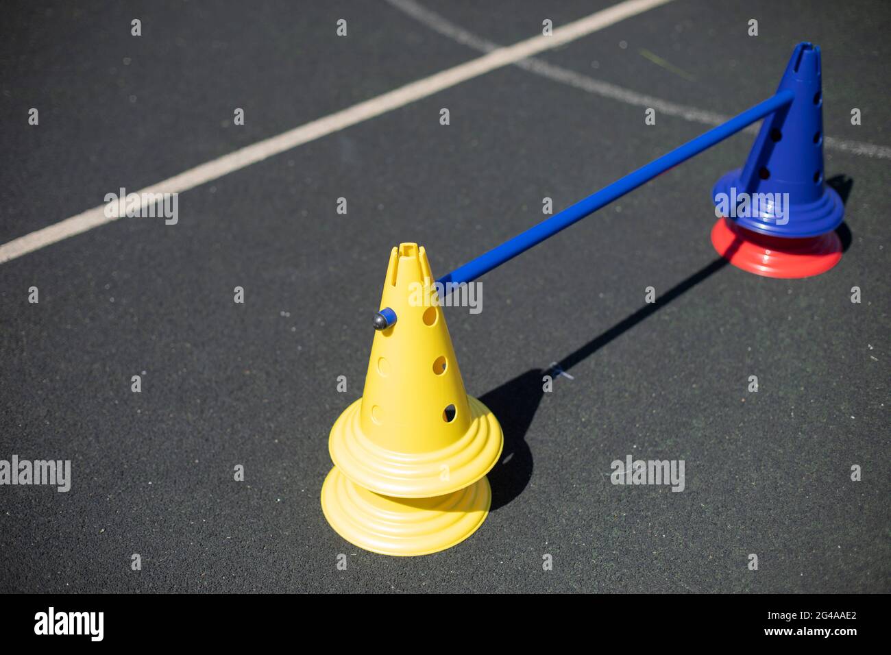 Obstacle sports game. Sports relay element. Jumping equipment. Barrier