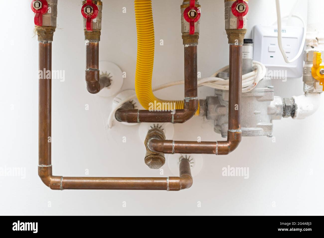 Home central heating system with copper pipes and waves Stock Photo Alamy