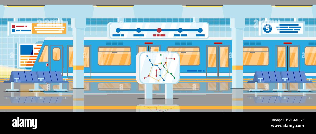 Empty Subway Station Interior. Stock Vector