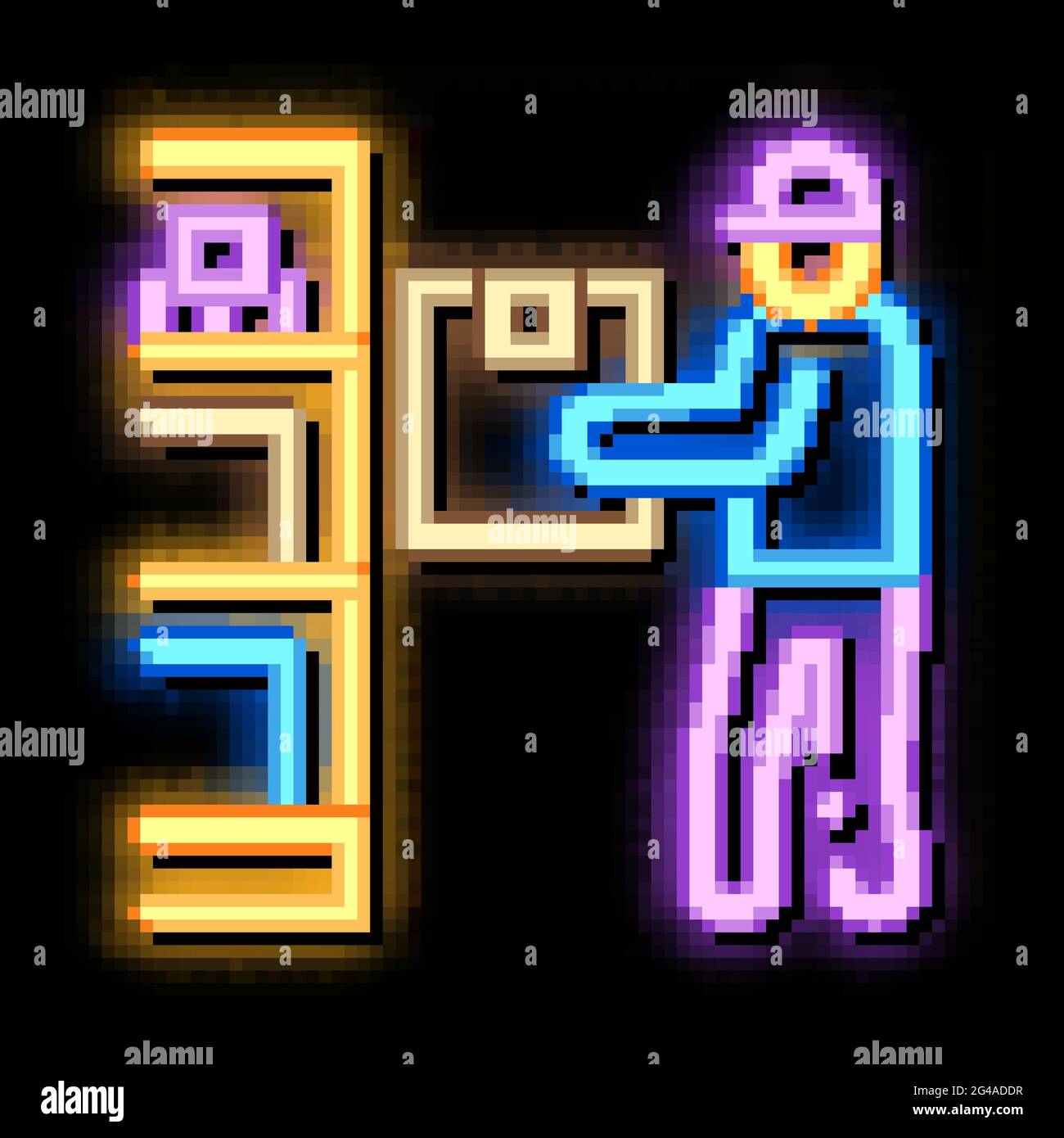 man restocking in cellar neon glow icon illustration Stock Vector Image ...