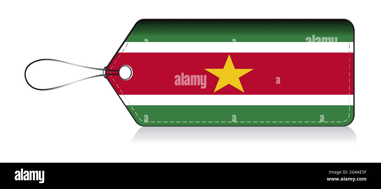 Surinamer emoji flag, Label of  Product made in Suriname Stock Photo
