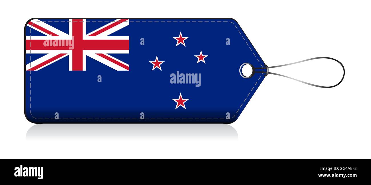 New Zealander emoji flag, Label of Product made in New Zealand Stock