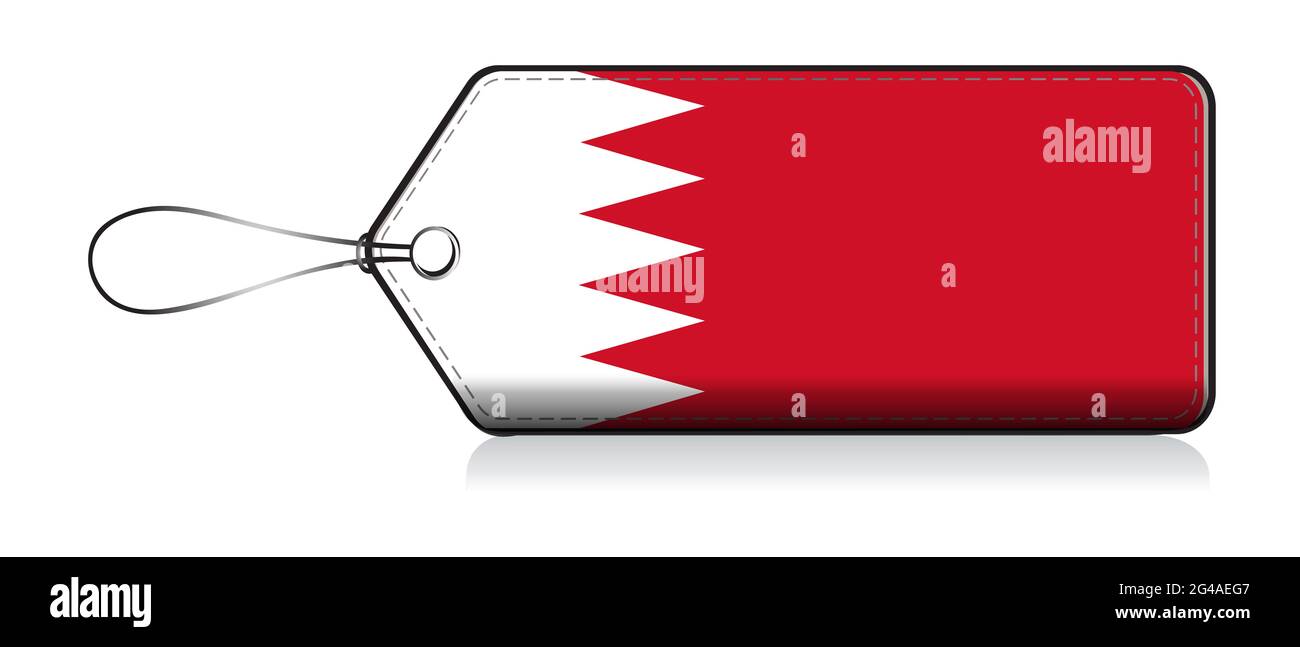 Bahrain flag lable, Label of product made in Bahrain Stock Photo - Alamy