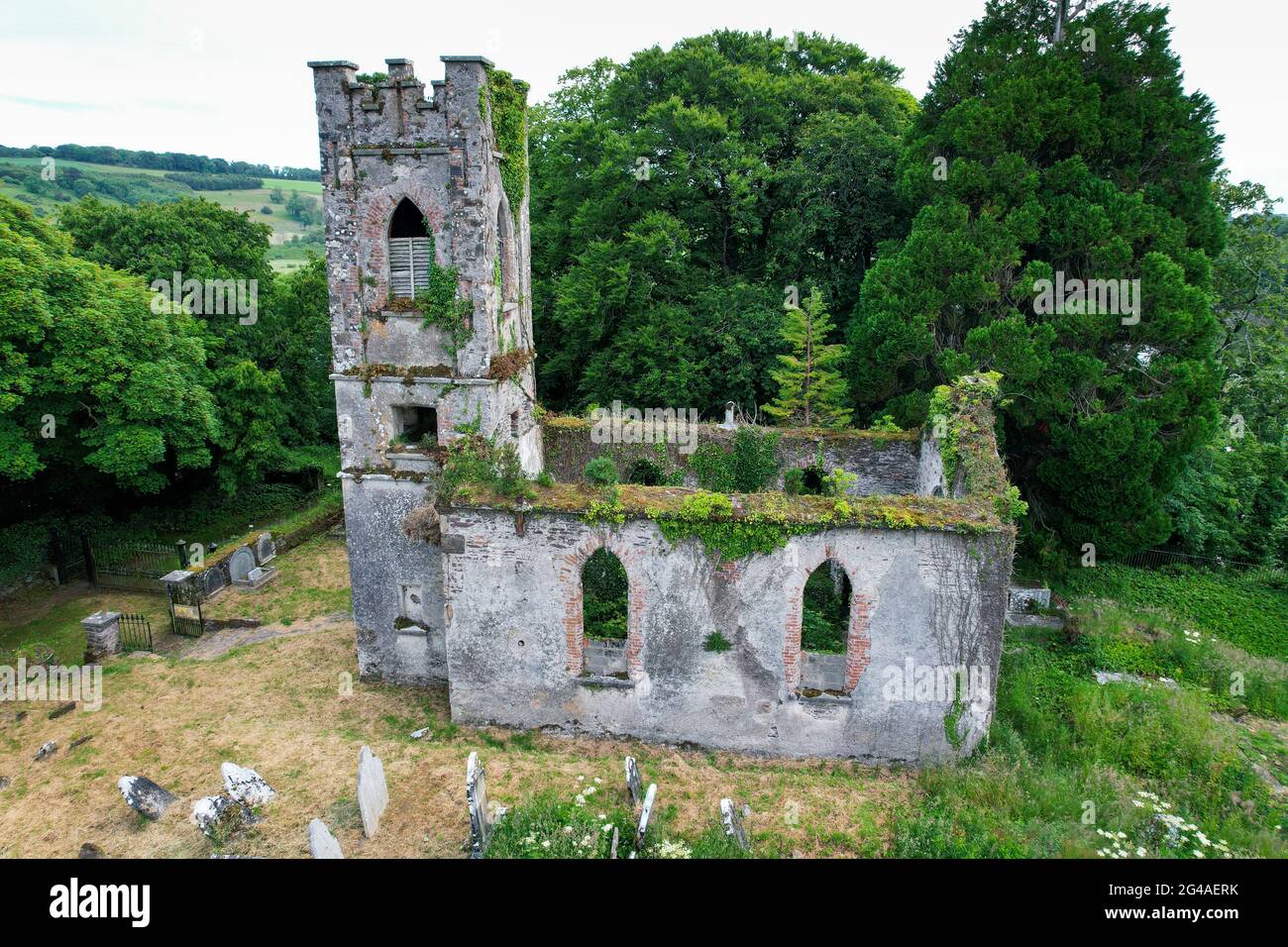 Aerial view of the Templemichael Church and Castle in county Waterford, Ireland Stock Photo Alamy