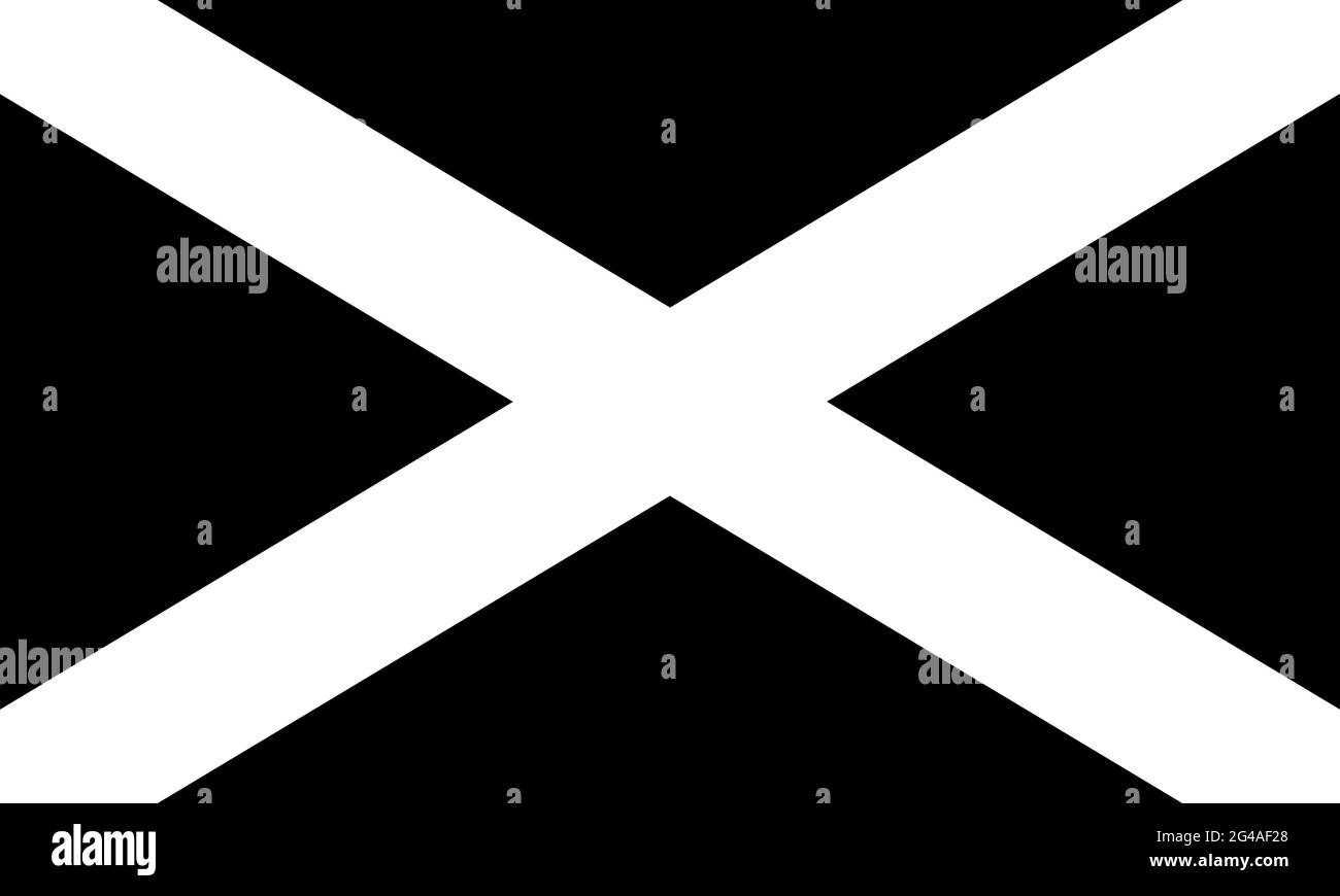 Scotland flag black and white color, national flag of Scotland standard proportion Stock Photo