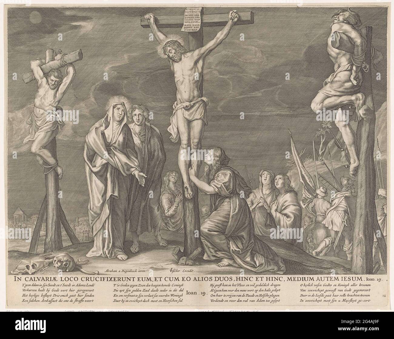 Christ on the cross; In Calvariae Loco Crucifixerunt Eum, et cum eo ...