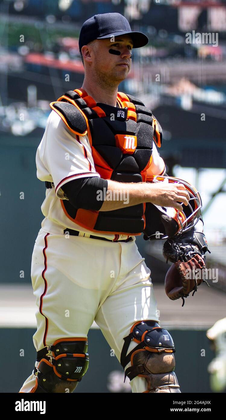 June19 2021 San Francisco Ca U S A The Giants Catcher Buster Posey 28 Walks Toward Giants Dugout Before The Mlb Game Between The Philadelphia Phillies And San Francisco Giants At Oracle Park San
