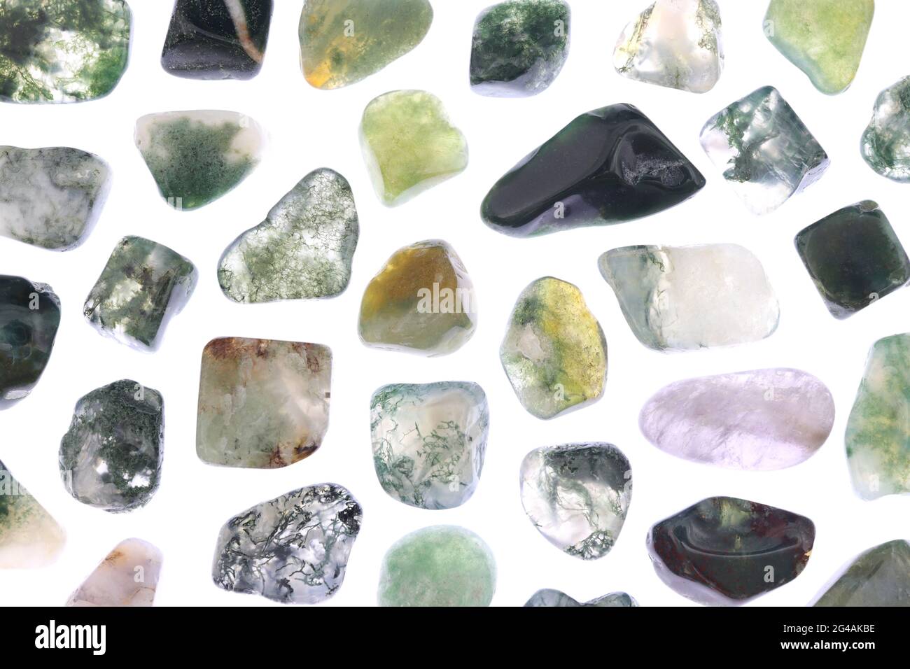 Moss Agate Rare Jewel Stones Texture On White Light Isolated Background Stock Photo Alamy