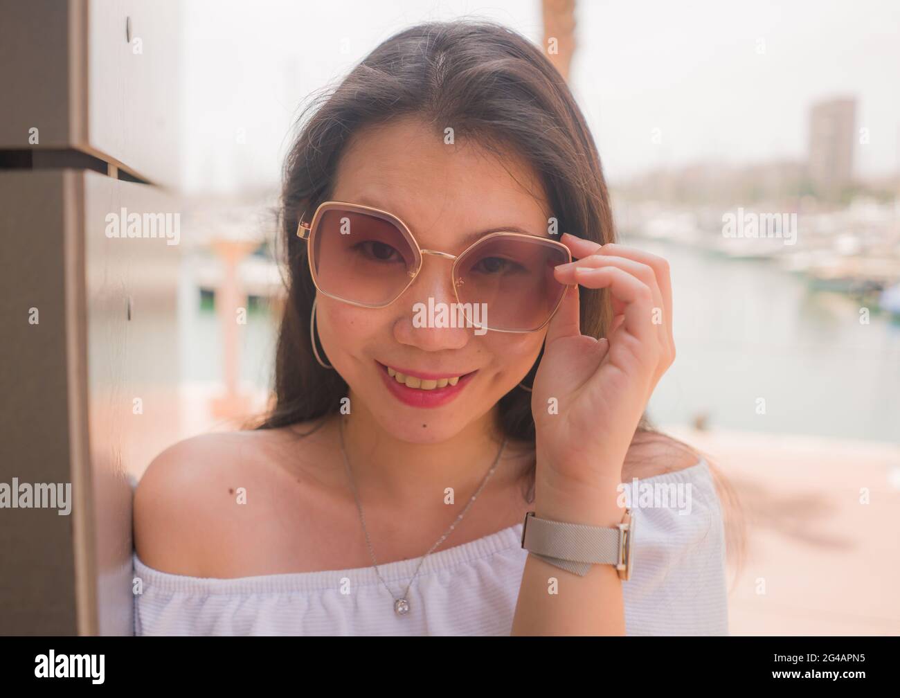 high key portrait of young beautiful and attractive Asian Japanese