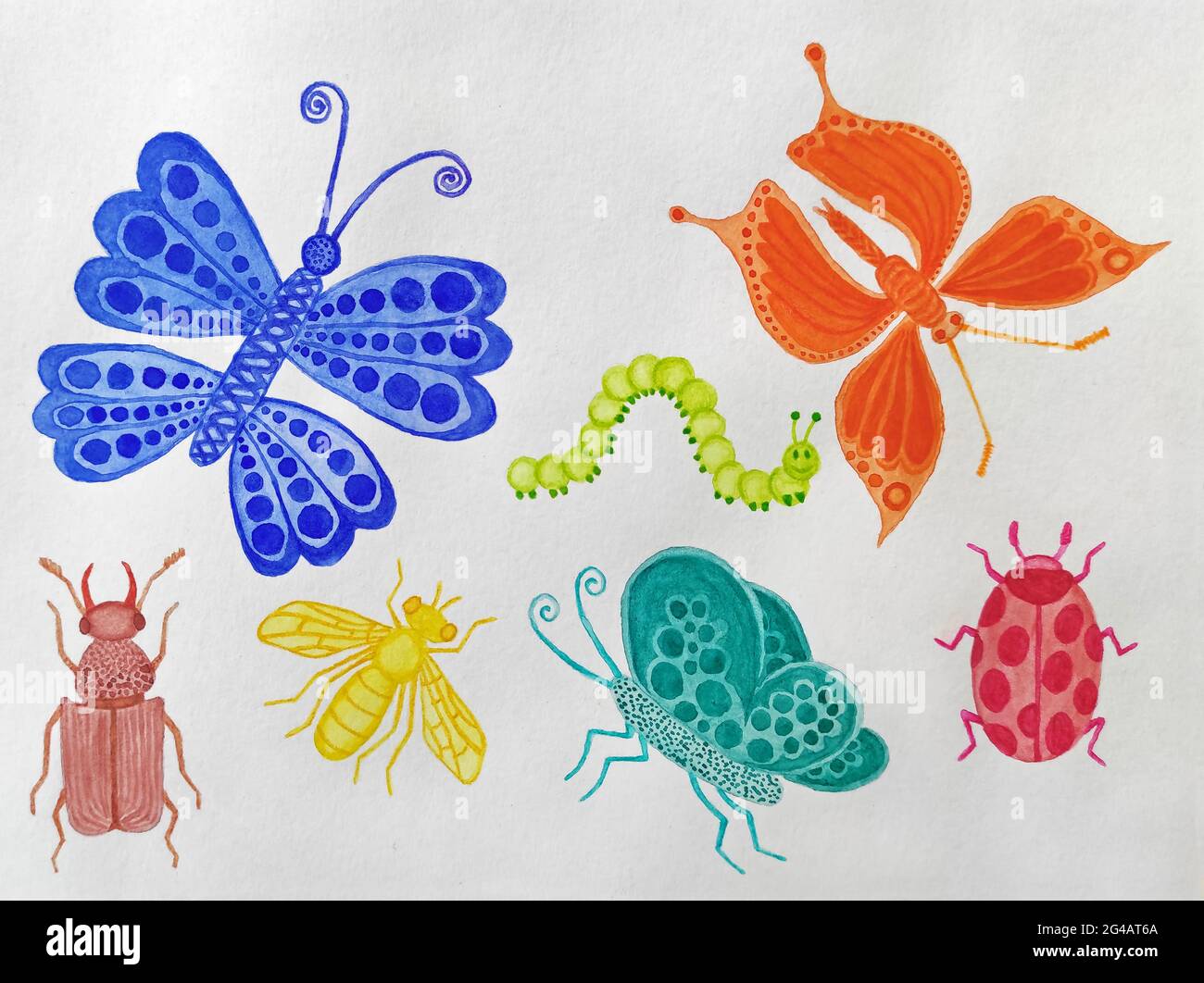 Set of fictional, fabulous but very similar to real insects in ...