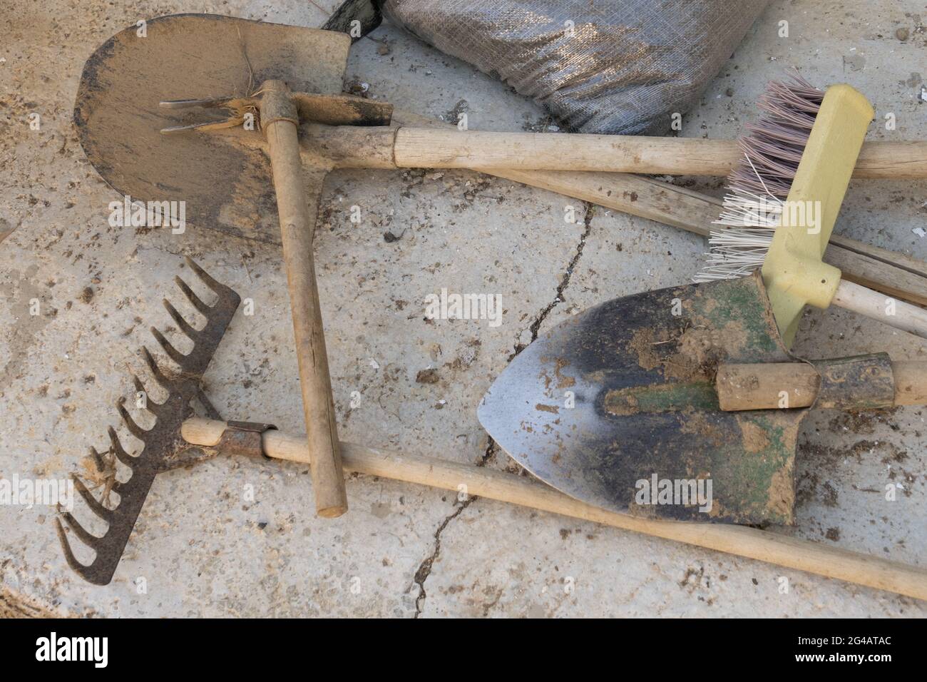 old and dirty farming tools Stock Photo Alamy