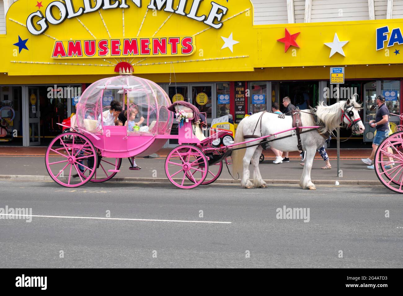 Cinderella Horse & Carriage On The Seafront At Blackpool In The British