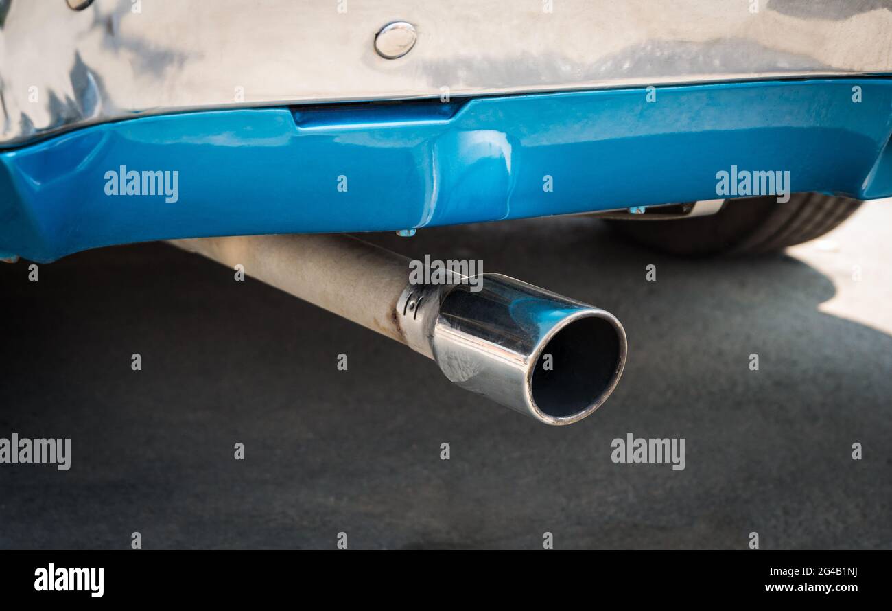 Exhaust pipe of a old car Stock Photo Alamy