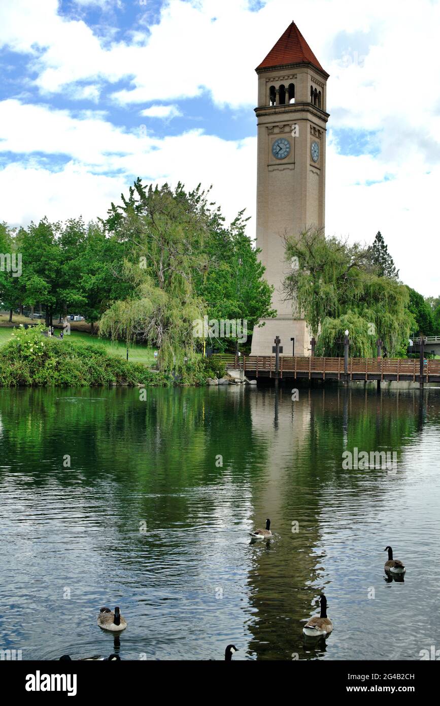 The great Northern Clocktower /Riverfront Park Stock Photo